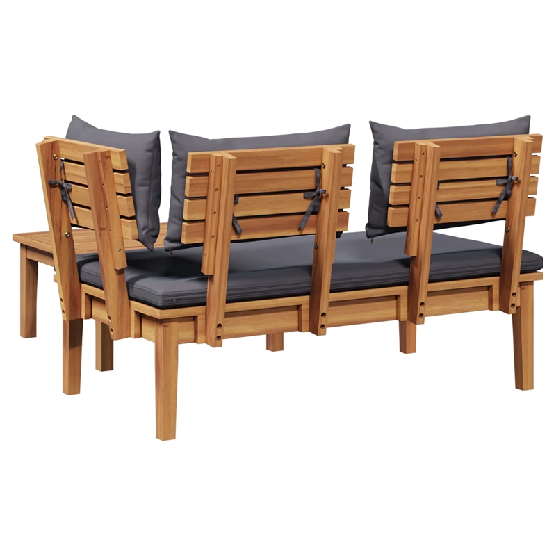 vidaXL 2 PC Wood Garden Bench in with Cushions in Gray/Brown