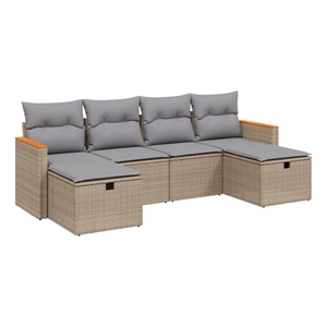 vidaXL 6 Piece Poly Rattan Small Sofa Set in Beige