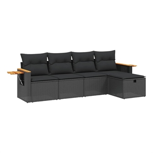 vidaXL 5 Piece Poly Rattan Large Sofa Set in Black