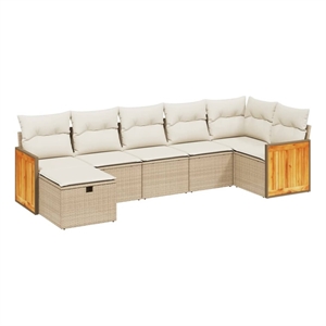 vidaXL 7 Piece Poly Rattan Sofa Set in Beige
