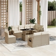 vidaXL 9 Piece Poly Rattan Large Sofa Set in Beige