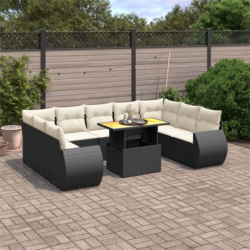 vidaXL 10 Piece Sofa Set in Black