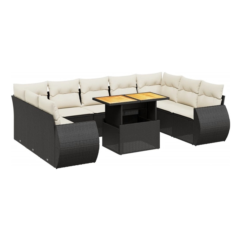 vidaXL 10 Piece Sofa Set in Black