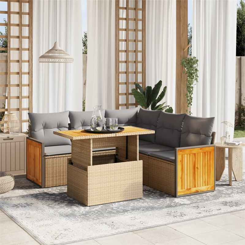 vidaXL 6 Piece Sofa Set in Gray/Beige