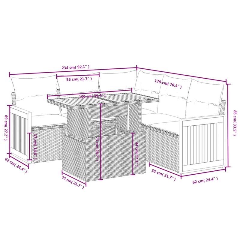 vidaXL 6 Piece Sofa Set in Gray/Beige