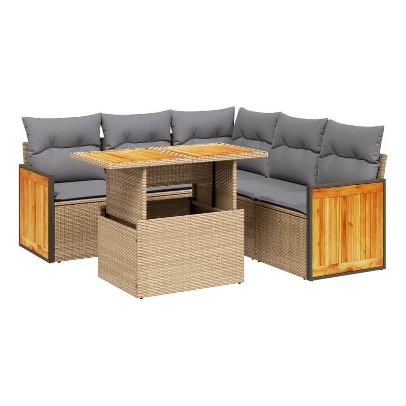 vidaXL 6 Piece Sofa Set in Gray/Beige