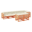 vidaXL 8 Piece Wood Sofa Set in Brown/Cream