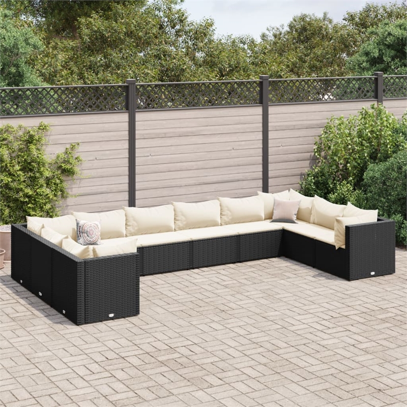 vidaXL 10 Piece Steel Lounge Set in Black