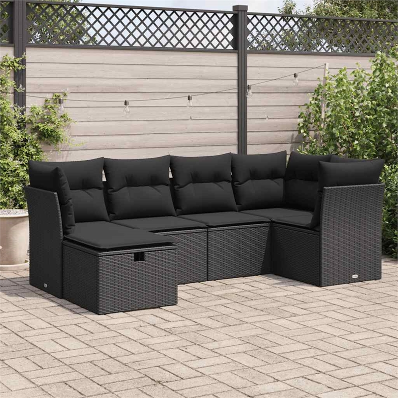 vidaXL Poly Rattan Sofa Set in Black
