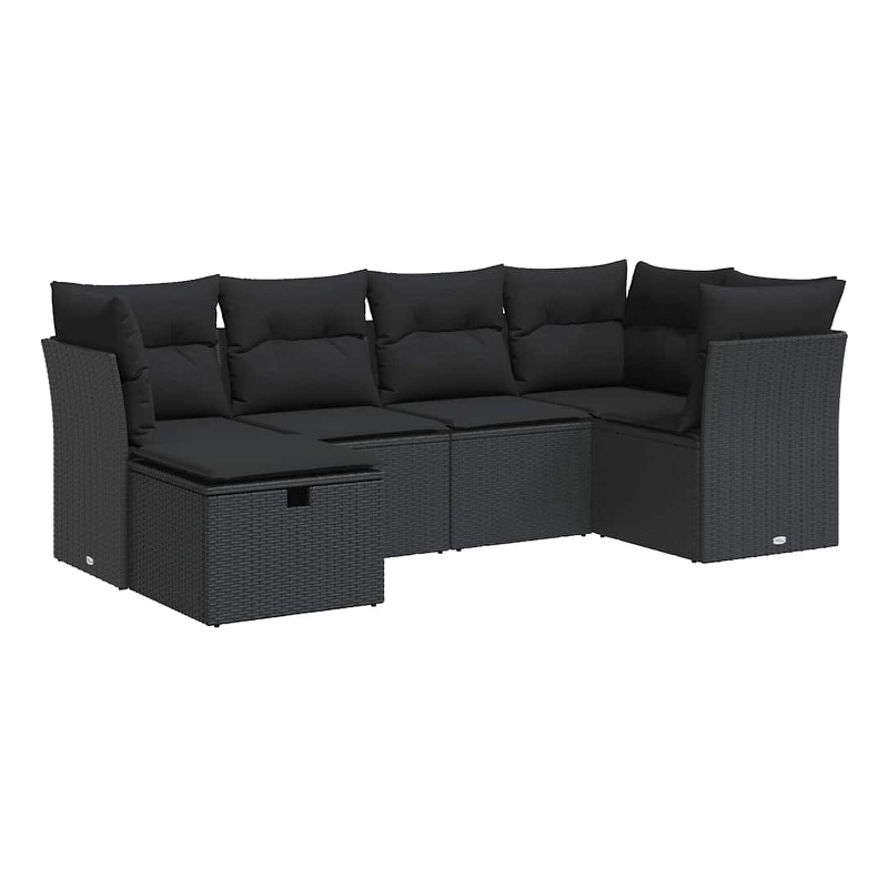 vidaXL Poly Rattan Sofa Set in Black