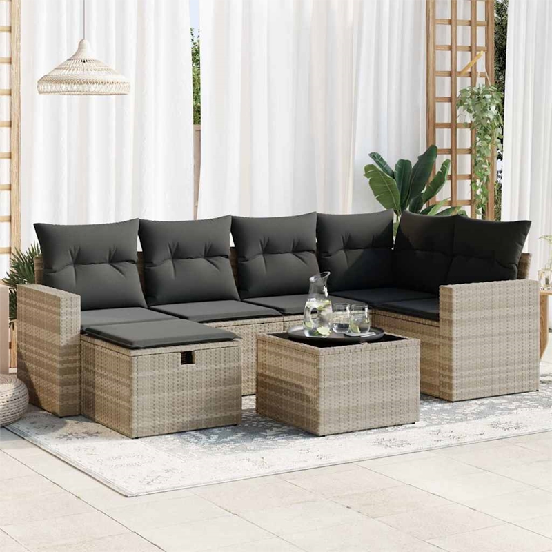 vidaXL 7 Piece Sofa Set in Gray