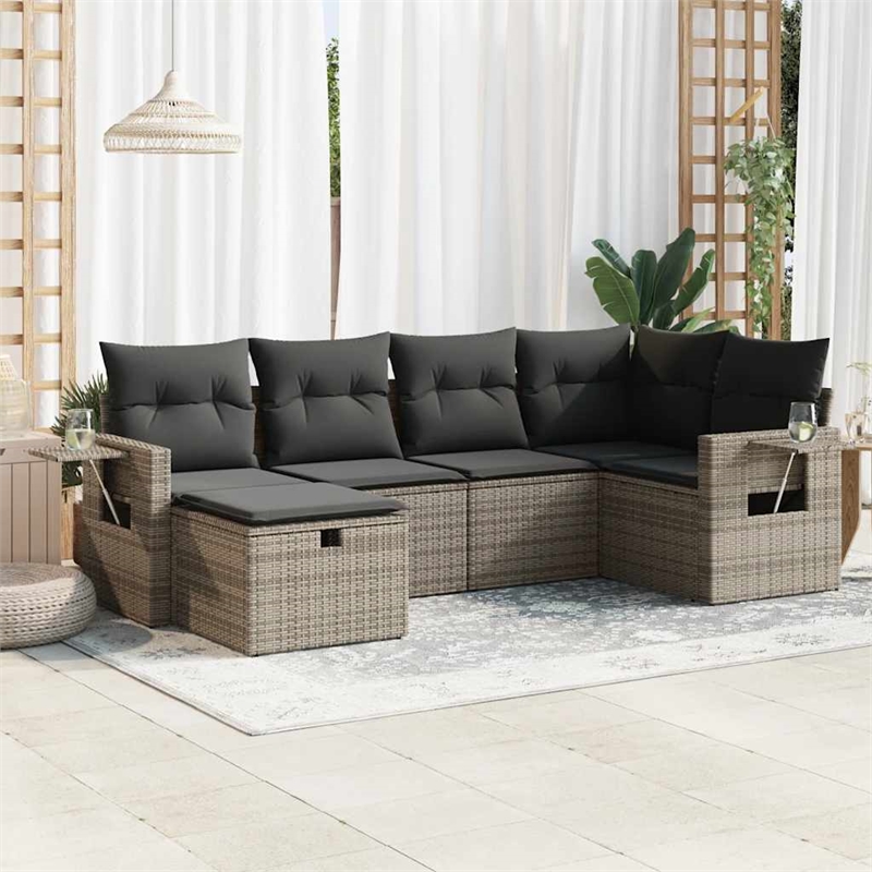vidaXL Steel Small Sofa Set in Gray
