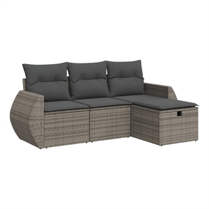 vidaXL 4 Piece Poly Rattan Patio Sofa Set in Gray