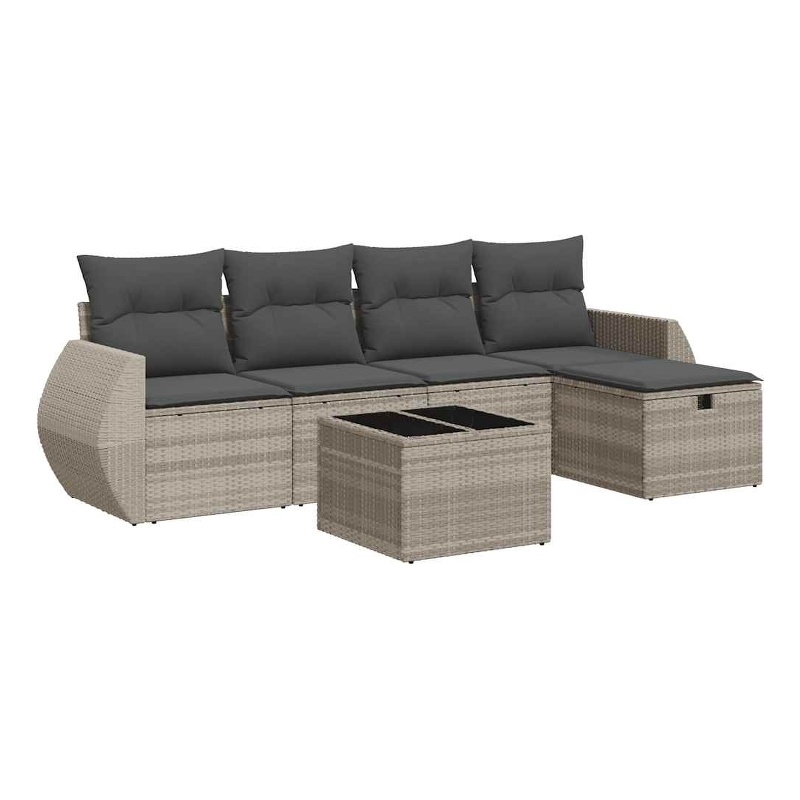 vidaXL 6 Piece Poly Rattan Sofa Set in Gray