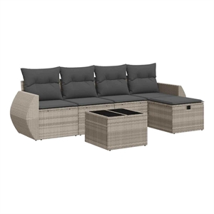 vidaXL 6 Piece Poly Rattan Sofa Set in Gray