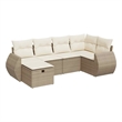 vidaXL 6 Piece Poly Rattan Sofa Set in White/Cream/Beige
