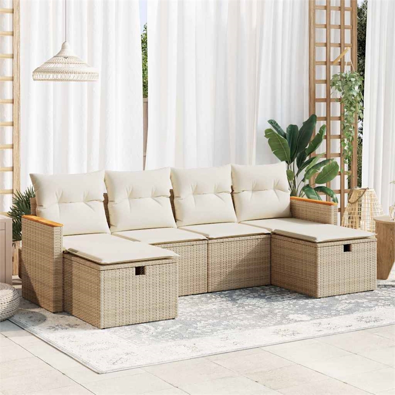 vidaXL 6 Piece Sofa Set in Beige