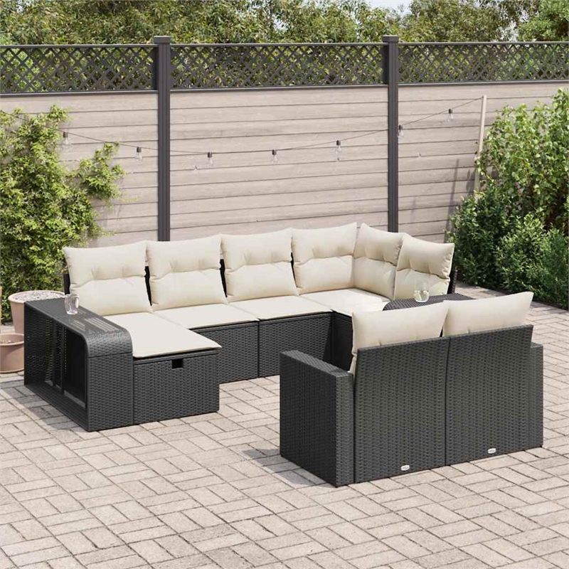 vidaXL 10 Piece Sofa Set in Black/White/Cream
