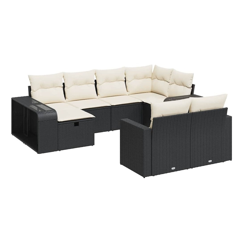 vidaXL 10 Piece Sofa Set in Black/White/Cream