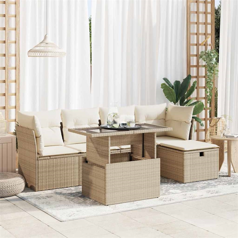 vidaXL 6 Piece Sofa Set in White/Cream/Beige
