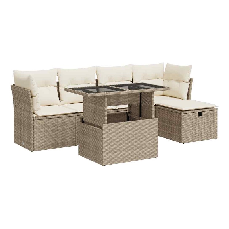 vidaXL 6 Piece Sofa Set in White/Cream/Beige