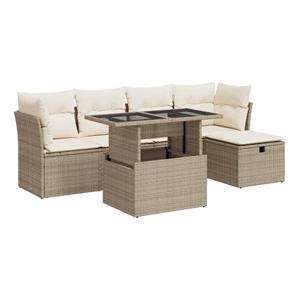 vidaXL 6 Piece Sofa Set in White/Cream/Beige