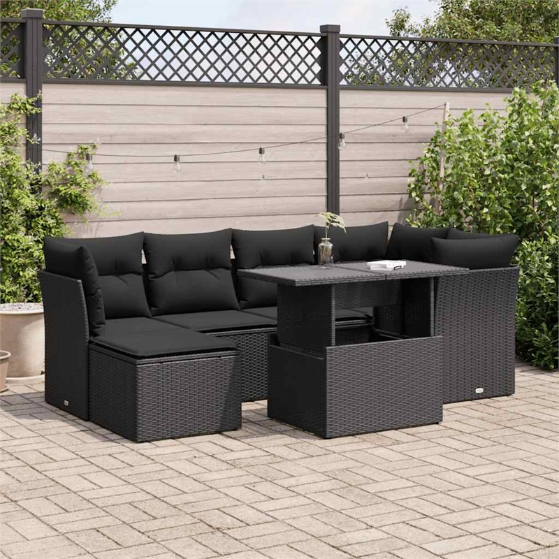 vidaXL 7 Piece Small Sofa Set in Black