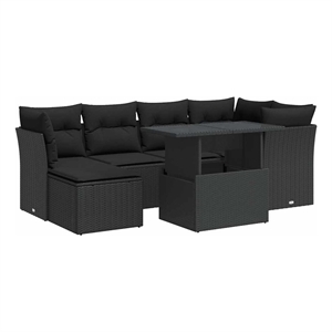 vidaXL 7 Piece Small Sofa Set in Black