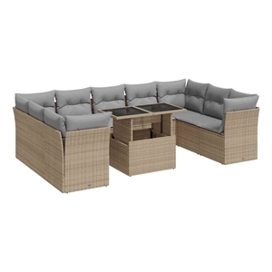 vidaXL Poly Rattan Sofa Set in Beige
