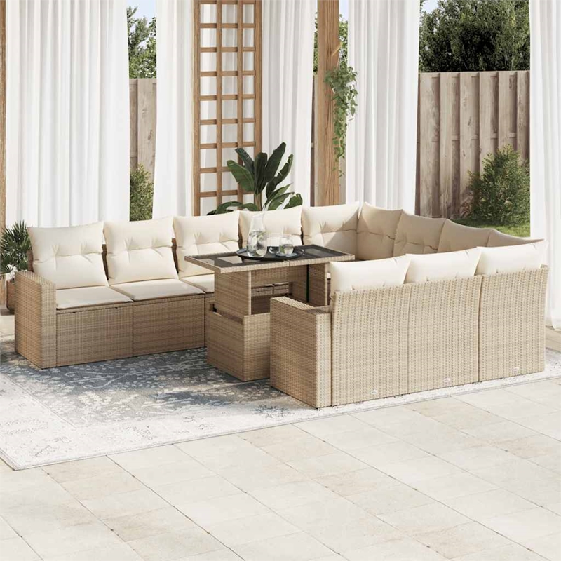 vidaXL 11 Piece Steel Sofa Set in Beige