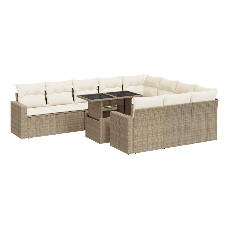 vidaXL 11 Piece Steel Sofa Set in Beige
