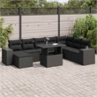 vidaXL 9 Piece Poly Rattan Sofa Set in Black