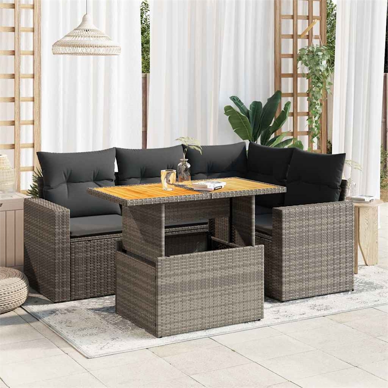 vidaXL 5 Piece Sofa Set in Gray