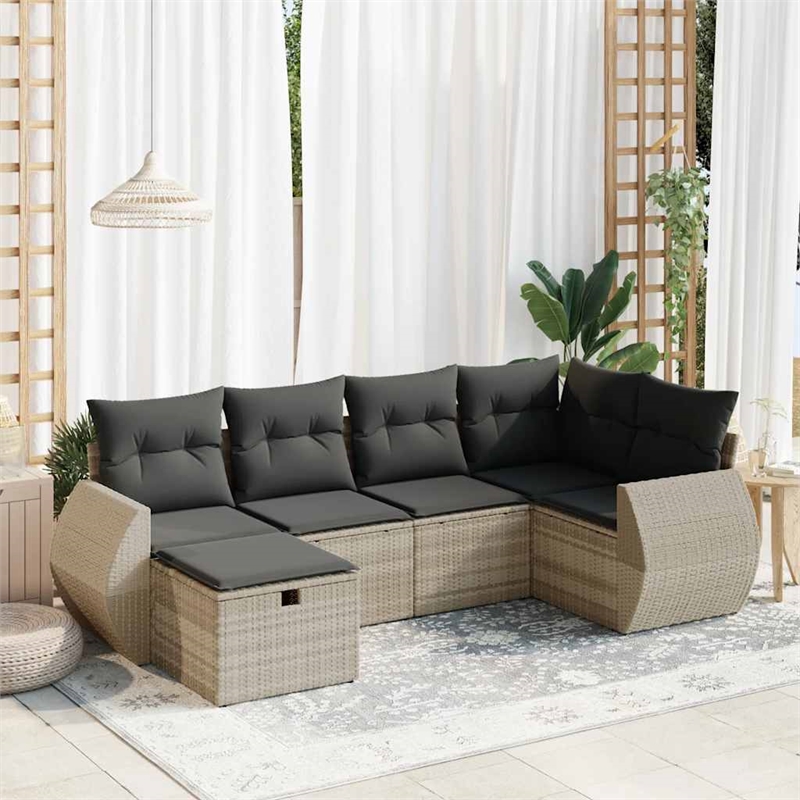 vidaXL 6 Piece Poly Rattan Patio Sofa Set