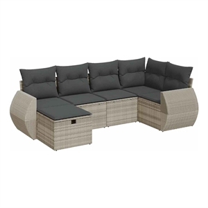 vidaXL 6 Piece Poly Rattan Patio Sofa Set
