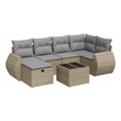 vidaXL 7 Piece Poly Rattan Sofa Set in Gray/Beige