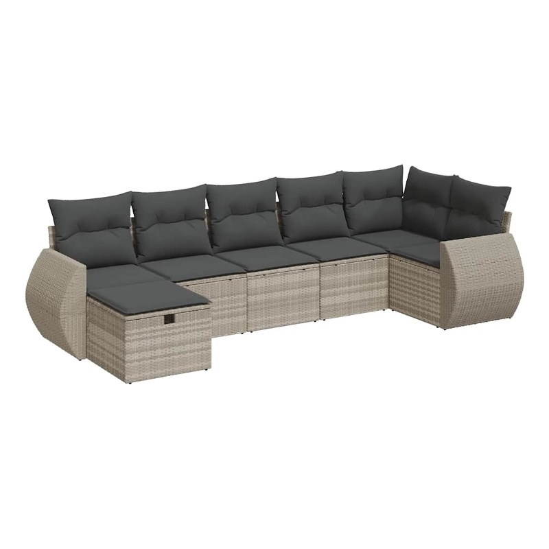 vidaXL 7 Piece Poly Rattan Large Sofa Set in Gray