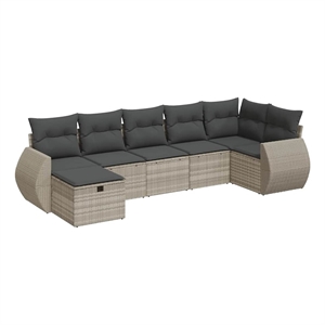 vidaXL 7 Piece Poly Rattan Large Sofa Set in Gray