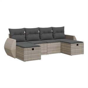 vidaXL 6 Piece Poly Rattan Sofa Set in Gray