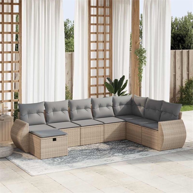 vidaXL 8 Piece Sofa Set in Gray/Beige