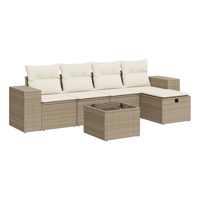 vidaXL 6 Piece Steel Sofa Set in Beige