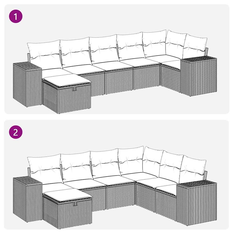 vidaXL 7 Piece Steel Sofa Set in Gray/Beige