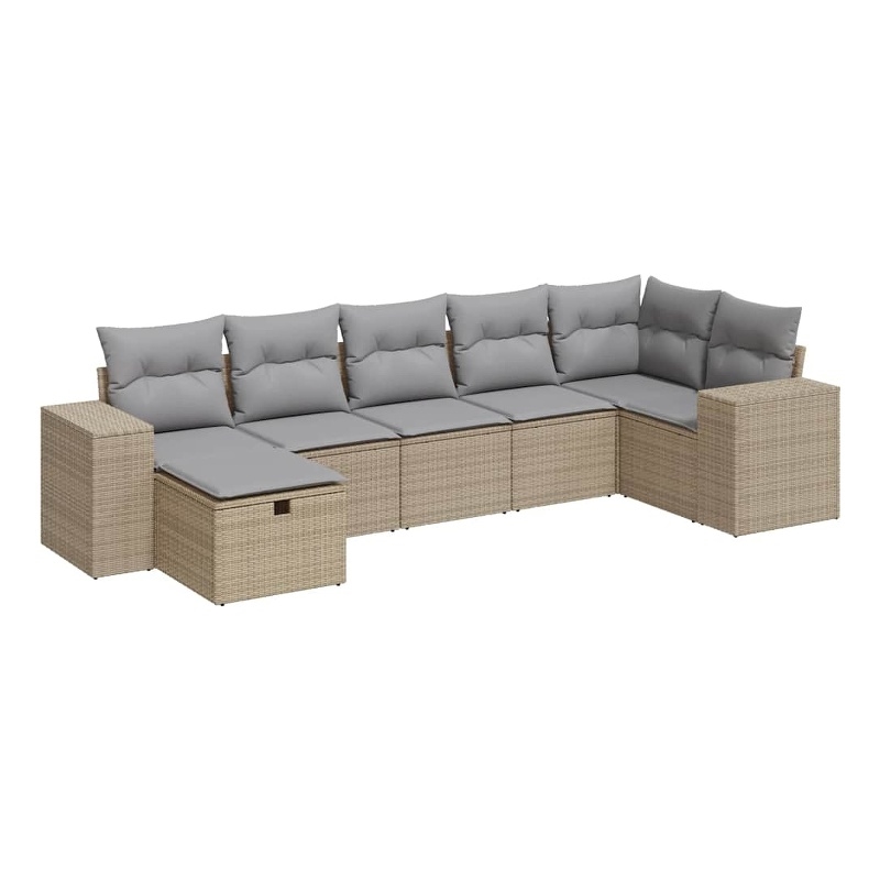 vidaXL 7 Piece Steel Sofa Set in Gray/Beige
