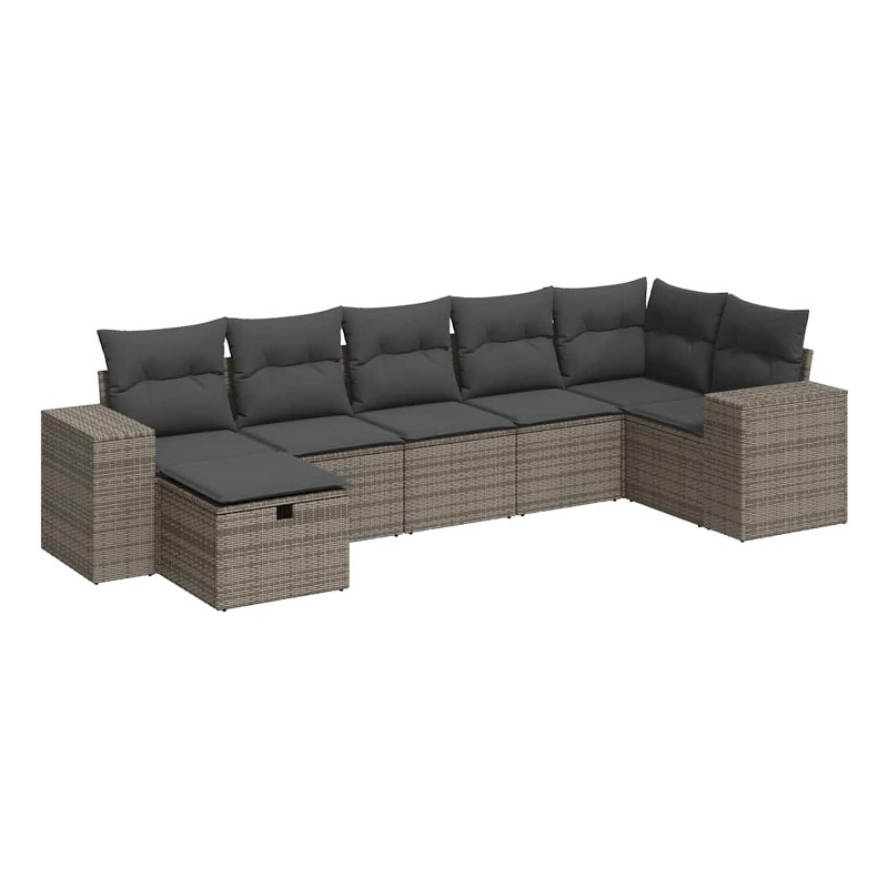 vidaXL 7 Piece Steel Large Sofa Set in Gray