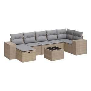 vidaXL 8 Piece Poly Rattan Small Sofa Set in Beige