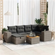 vidaXL 7 Piece Poly Rattan Large Sofa Set in Gray