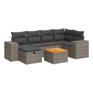 vidaXL 7 Piece Poly Rattan Large Sofa Set in Gray