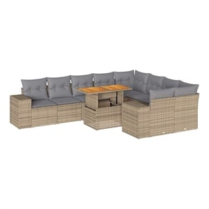 vidaXL 10 Piece Steel Sofa Set in Beige
