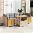 vidaXL 7 Piece Solid Acacia Wood Sofa Set in Beige