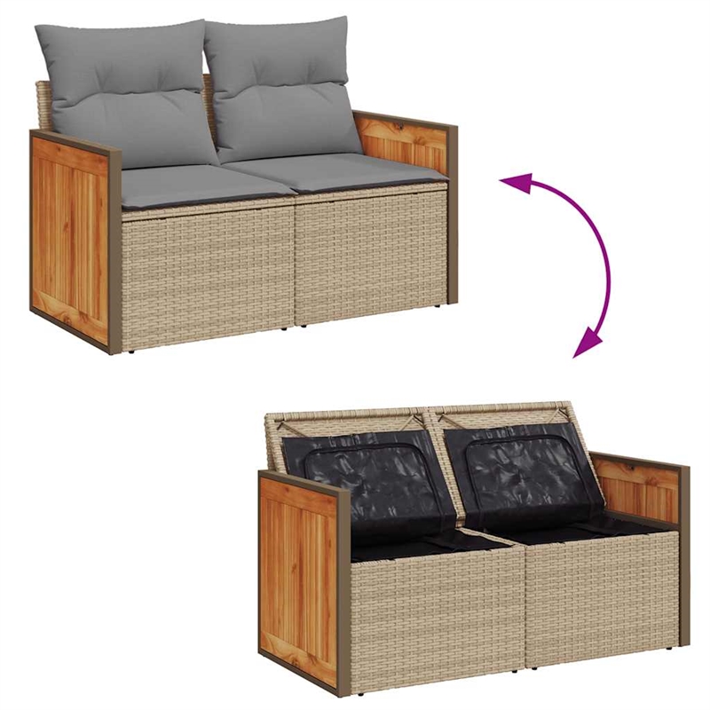 vidaXL 7 Piece Solid Acacia Wood Sofa Set in Beige